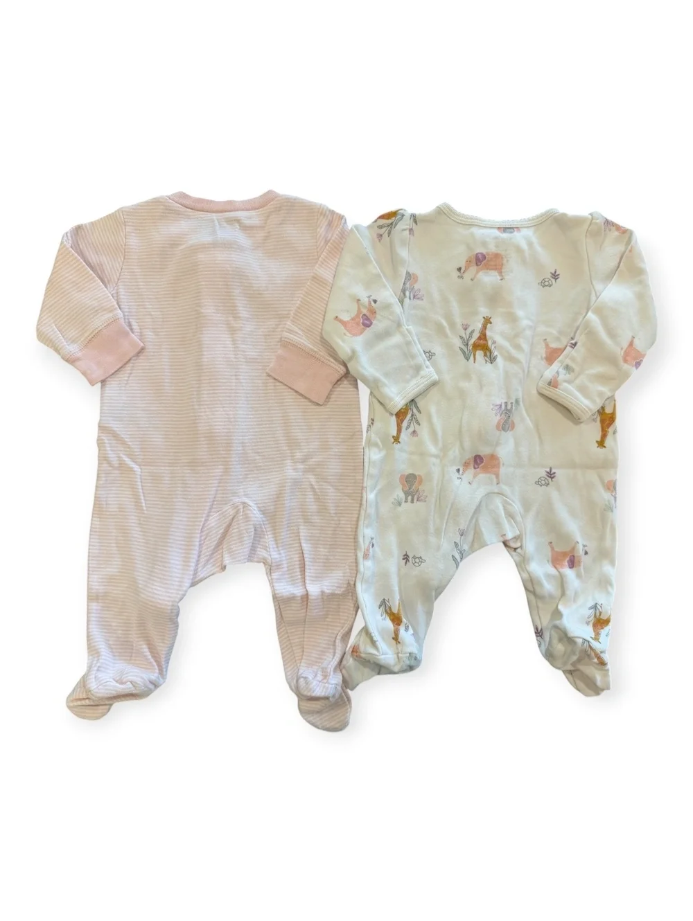 Carter's Baby 3M Footed Pajamas 2-Pack with Animal Print and Pink Stripes